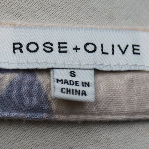 Rose & Olive Ivory Blue Floral V-Neck Drape Back Knit Sleeveless Top Sz SMALL - Picture 6 of 7